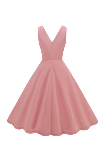 Rumieniec Plisowana Krótka Sukienka W Stylu Vintage 1950 w Kształcie Litery A